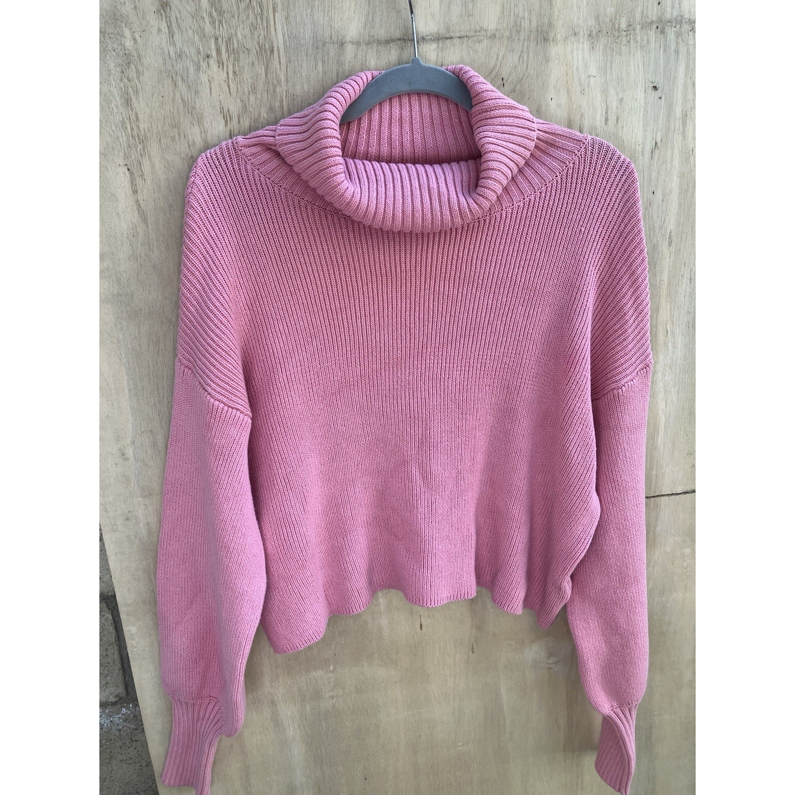 Women's Sleeve Knit Turtleneck Pullover Sweater - A New Day Pink Xl
